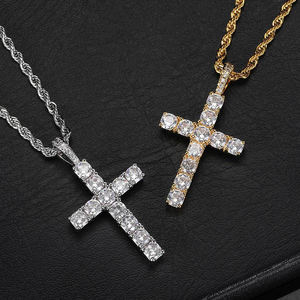 GZYS gioielli all'ingrosso di alta qualità <span class=keywords><strong>Rap</strong></span> uomini oro croce collana gioielli ciondolo di diamanti con catena di ghiaccio Tennis - Product Image 3