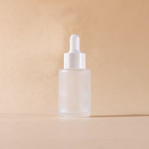 Botella de Vidrio Cilíndrica Transparente Esmerilada Ámbar de 1 oz 30 ml con Gotero y Serigrafía para Suero y Aceite Esencial - Product Image 4