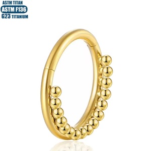 <span class=keywords><strong>En</strong></span> stock: Anillo de nariz de titanio F136 de grado implante, tipo <span class=keywords><strong>piercing</strong></span>, con cuentas laterales, sin costuras, bisagra de joyería, con circonita. - Product Image 2