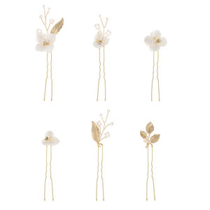 Elegante fiore in ceramica forcine per capelli da sposa in lega foglia accessori per capelli da sposa s 6 pezzi set forchetta floreale perlata da sposa forcine per capelli - Product Image 6