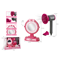 Ensemble de jeu de coiffure pour filles avec miroir de beauté, sèche-cheveux, nœud, bouton cœur, lumière et son, et miroir pour bébé
