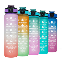 Botella de Agua Deportiva a Prueba de Fugas, Libre de BPA, 1L 32Oz, Botella de Agua Motivacional con Pajita y Marcador de Tiempo, Venta al Por Mayor
