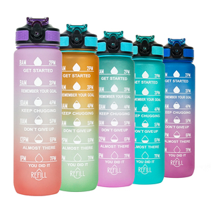Bán buôn leakproof thể thao BPA free 1L 32oz waterbottle motivational chai nước với rơm và thời gian đánh dấu - Product Image 5