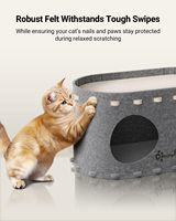 Tunnel pour chat en feutre de laine gris clair, modulaire, à boutons-pression, double étage, avec deux trous, interactif, écologique, cachette-caverne pour chat