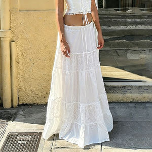 Jupe longue évasée taille haute légère style bohème pour femme, idéale pour les vacances d'été - Product Image 2