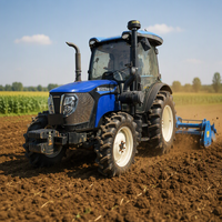 Tracteur agricole 4x4 de 90 CV avec cabine fermée, moteur turbocompressé V35-100c42 pour travaux agricoles sur rizières et terres arides