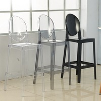 Vente en gros Banquet Hôtel Mariage Dossier carré Tabouret haut en acrylique noir Chaise de bar
