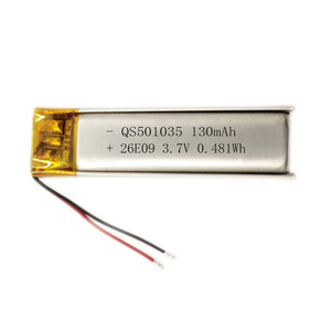 Batterie au lithium Li-polymère 3,7 V 130 mAh 0,481 Wh QS501035 3,3 g 300 cycles pour lunettes intelligentes - Product Image 1