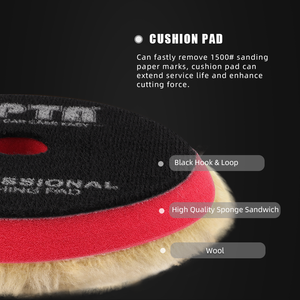 SPTA Tampone Lucidante in Lana da 3 a 6 Pollici T140 <span class=keywords><strong>Giallo</strong></span>, Tampone in Lana a Taglio Intenso per Rimozione Grana 1200 # /1500 #   Dischi Abrasivi per Rimozione di Graffi Profondi - Product Image 5