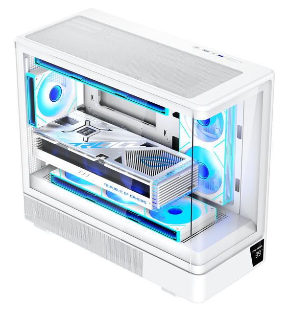 PC Case with Fans 360mm Water Cooling Support 460mm GPU Temperature Display Micro ATX Gaming Computer Case Desktop Tower