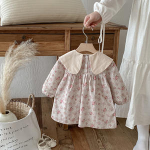 Recién llegado, vestidos de flores Vintage para niñas pequeñas, vestido de cuello bordado para niños pequeños, <span class=keywords><strong>ropa</strong></span> de otoño para niños - Product Image 5
