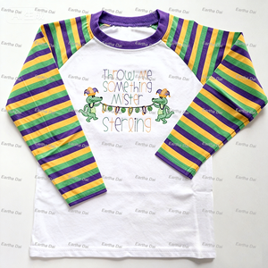 Mardi Gras Set di <span class=keywords><strong>Leggings</strong></span> per ragazze in maglia di cotone personalizzato vestiti per bambine vestiti per bambini Legging per ragazze - Product Image 4