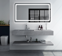 Meja Rias Kamar Mandi Modern Gantung Grosir Pabrik, Furnitur Gantung dengan Cermin LED, Cocok untuk Hotel