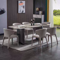 Ensemble de table à manger rectangulaire en marbre naturel moderne de luxe de haute qualité, grande taille, meubles de maison, salle à manger, villa, hôtel, appartement