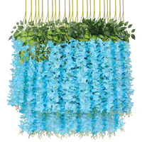 Guirlande de fleurs suspendues de glycine en soie artificielle au toucher réel la plus vendue pour la décoration d'arc de mariage