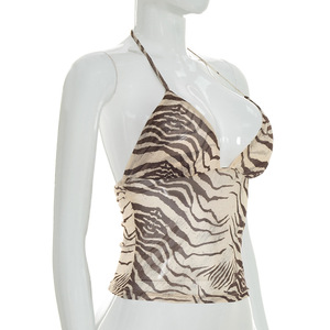 วิวิบลุค J26TP104 เสื้อกล้ามผู้หญิงสำหรับฤดูร้อน ลายเสือดาว สายรัดคอแบบผูกหลัง เสื้อครอปสำหรับสุภาพสตรี - Product Image 4