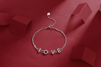 Bracelet en moissanite en forme de LOVE, argent sterling 925, breloque lettre, double chaîne, bijoux quotidiens pour femmes
