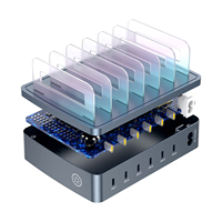 Station de charge de bureau OEM ODM 120W à 6 ports PD, chargeur USB C avec ports PD 30W/20W et support séparateur amovible
