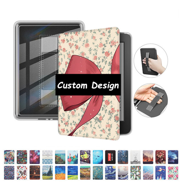 Wholesale Custom Design Smart E-reader Transparent E-book Cover Case with Hand Strap for Kobo Kindle Oasis Paperwhite 11th 12th