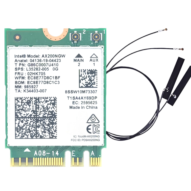 AX200NGW Wi-Fi 6 3000Mbps Dual-Band (2.4G/5G) M.2 Internal Wireless Network Module Card with BT 5.2 and Internal Antenna