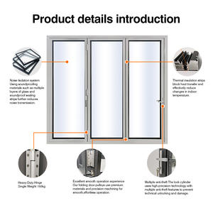 <span class=keywords><strong>Porte</strong></span> pliante extérieure à 4 panneaux, <span class=keywords><strong>porte</strong></span> pliante extérieure insonorisée à rupture <span class=keywords><strong>de</strong></span> pont thermique, <span class=keywords><strong>porte</strong></span> pliante à haute sécurité avec verrou multipoints - Product Image 2