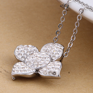 Collier en acier inoxydable floral avec diamant, 30 mm, taille brillant ronde, pour usage quotidien, bijoux pour femmes - Product Image 4