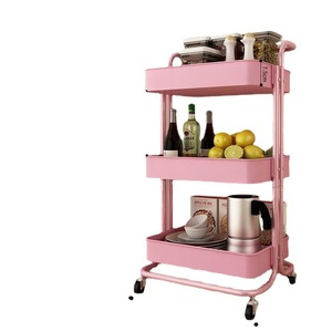 Portable Trolley Storage Rack 3 Layers Movable For Bedroom <b>Kitchen</b> Cosmetics Snacks Storage - Product Image 4