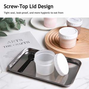 Vasos de Plástico para Yogur con Tapas, 200ml, Boca Ancha, Recipientes Redondos para Postre, Tarro de Pudín con Tapa de Rosca, Envase de Almacenamiento Congelado de Grado Alimenticio - Product Image 3