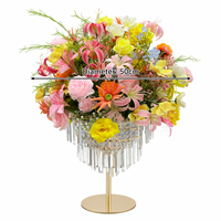 Bouquet de fleurs artificielles en soie colorées de luxe, rose et lys, centre de table, 50 cm, grand arrangement pour banquet, événement, fête, décoration