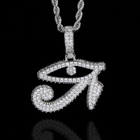 Personnalisé ancien symbole égyptien oeil d'Horus pendentif Hip-Hop Style cuivre incrusté Zircon laiton collier pour femmes hommes cadeau