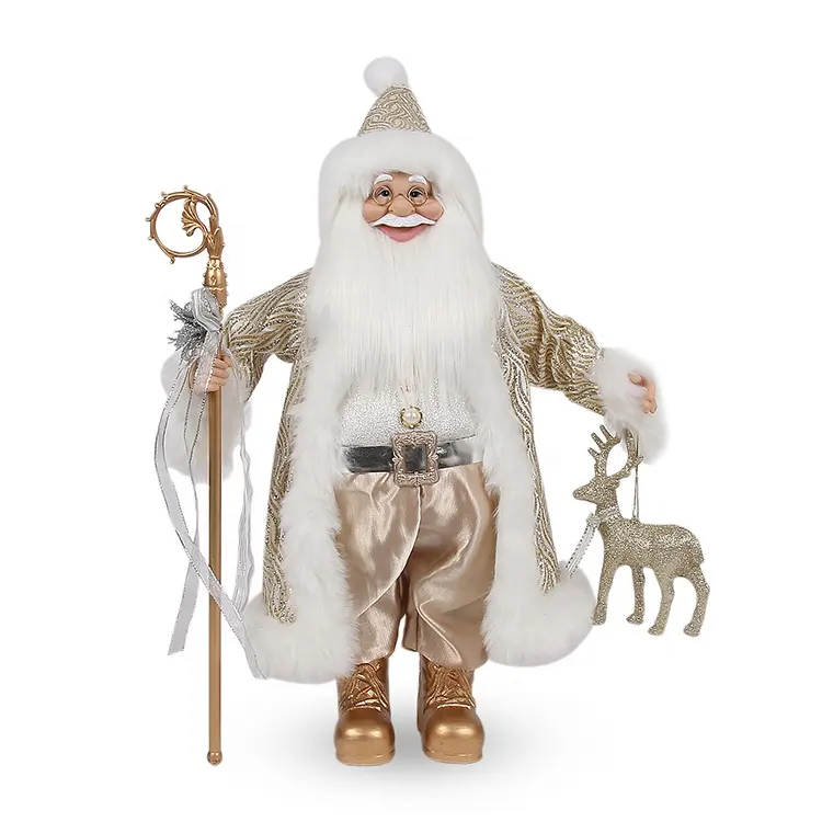 18 Inch Standing Santa Claus New Year Christmas Decorations For Home Fabric Santa Claus Doll Christmas Tree Decor