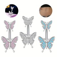 Bijoux de piercing personnalisés pour les fêtes de mariage Anneau de ventre papillon en zircon en acier inoxydable Bijoux de nombril en diamant pour ongles