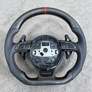 Volant de voiture en cuir et fibre de carbone pour <span class=keywords><strong>Audi</strong></span> A1 A3 A4 A5 A6 A7 C5 C6 C7 C7.5 C8 B6 B7 B8 B8.5 B9 8v RS5 RS6 RS7 S5 <span class=keywords><strong>S6</strong></span> S7 Q3 - Product Image 2