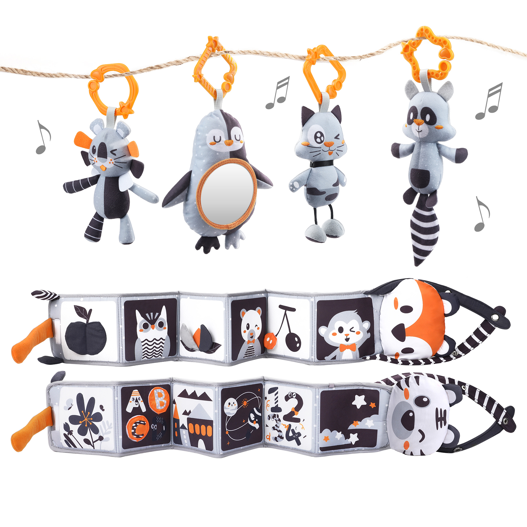 Tumama Wholesale 6Pcs Baby Stroller&Crib Hanging Soft Toy Popular Small Kids Cotton Stuffed Cute Animal Soft Rattle Plush Toys