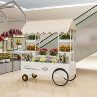 Carrito de Metal Personalizado para Dulces, Carrito Móvil para Venta de Flores, Carrito con Ruedas para Exhibición de Flores, Carrito Portátil para Bodas, Color Personalizado, Alquiler Comercial