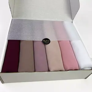 Luxury Mailer Box Shawl Hijab Scarves Custom Shipping Cardboard Packaging Boxes Scarf Set Chiffon Hijab Pin Gift Box