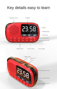 SAST numérique Portable poche FM <span class=keywords><strong>Radio</strong></span> pour USB-C Internet <span class=keywords><strong>Radio</strong></span> coran Bible Gurbani lecteur LED affichage haut-parleur Rechargeable - Product Image 2