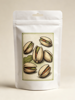 Herbruikbare staande witte kraftpapieren zak met gat voor pistachenoten, voedselverpakking en opslag van snacks voor gedroogd fruit