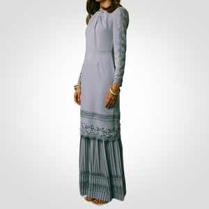 SIPO malaisie Baju Kurung longue dentelle modeste droite Silhouette Unique manches régulières imprimé fleuri Design moderne en gros - Product Image 2