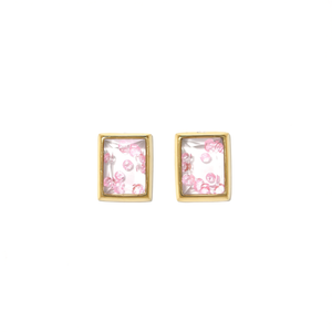 Pendientes de botón de aleación de zinc con engaste geométrico chapado en oro, modelo E295-E220-0449F, de estilo moderno - Product Image 2