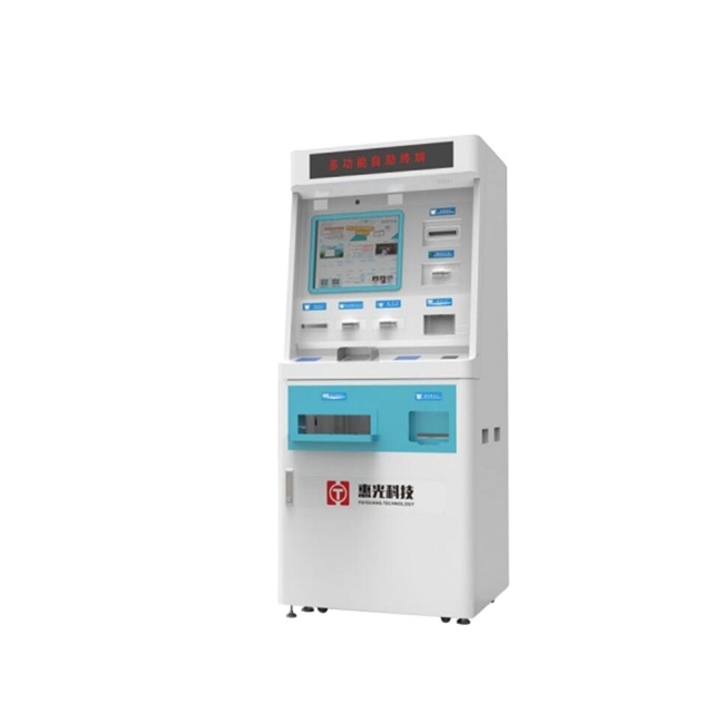 Hospital Patient Check Kiosk A4 Document Printing Thermal Printer Barcode Reader Card Reader Cash Acceptor Self-Service Terminal