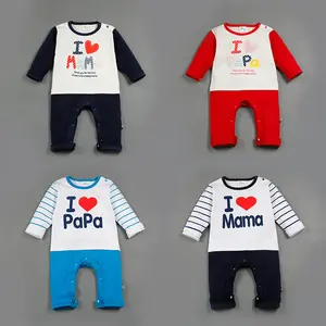 Estilo ocidental Roupas Atacado Impressão Mama E Papa Bebê Infantil Recém-nascido Manga Longa Romper Da China