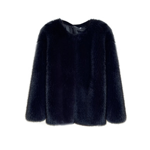 <span class=keywords><strong>Manteau</strong></span> en fausse fourrure <span class=keywords><strong>de</strong></span> renard tissée <span class=keywords><strong>de</strong></span> couleur unie pour femme, col rond, devant ouvert, cardigan décontracté d'hiver, veste moelleuse - Product Image 6