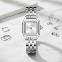 Montre à quartz sport de luxe OEM, nouvelle collection, design populaire, rétro, antique, minimaliste, cadran personnalisé, boîtier carré, montres légères