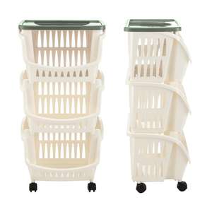 Chariot de cuisine en plastique TIDY PLASTIC CM 39.5X30 H. 77 Blanc et vert sauge - Product Image 1