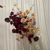 Décor floral artificiel bicolore bordeaux et rose champagne pour mariage, fournitures de décoration de fête, toile de fond pour cérémonie de demande en mariage
