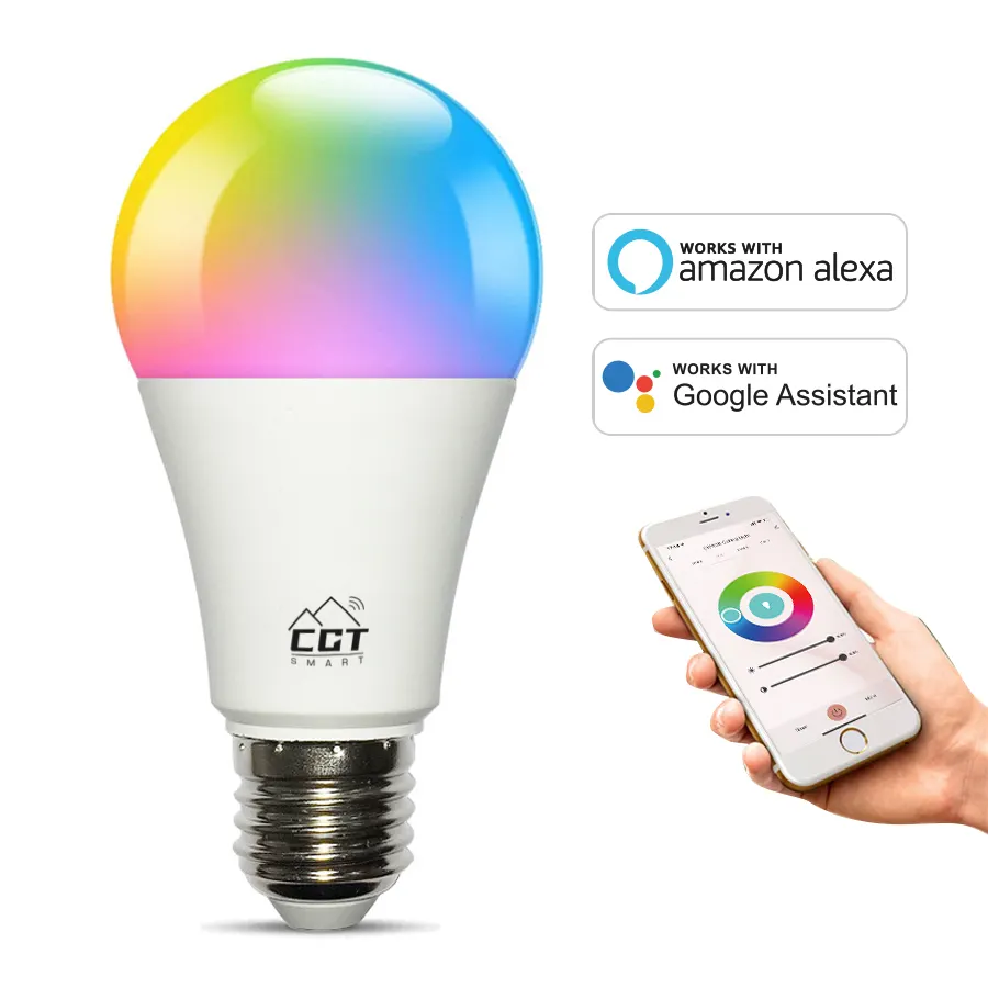 Bombilla LED de música con Control Wifi, luz RGB rítmica que cambia de Color, ahorro de energía, 9W, E27, E26