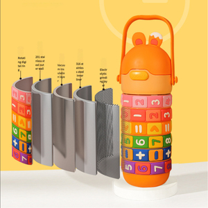 Botella de Agua Térmica de Plástico y Acero Inoxidable Ecológica para Niños de 430 ml, Divertidos Números Giratorios, Portátil para Niños, Taza de Dibujos Animados - Product Image 4