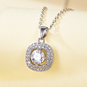 Collier pendentif pour femme Sun Star en argent sterling 925, tendance, pierre en zircon taille brillant, plaqué rhodium, cadeau de mariage, vente en gros - Product Image 2