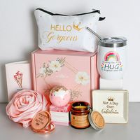 Petite amie Saint Valentin luxe dames, ensemble de paniers-cadeaux carte-cadeau gobelet à vin bougies chaussette collier Relaxation Spa coffret cadeau femmes